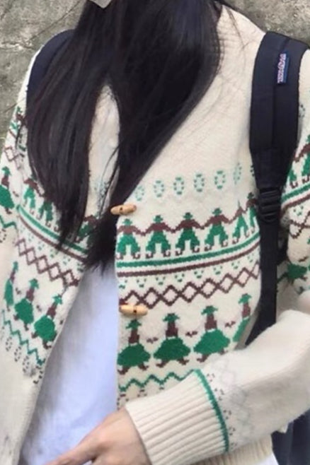 Retro Jacquard Cardigan