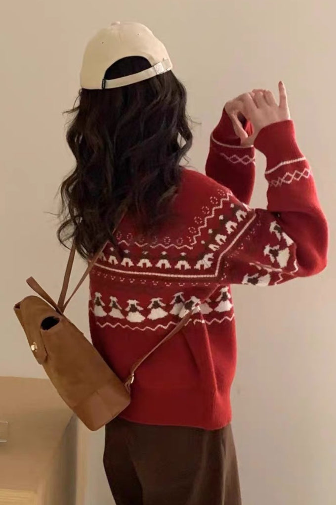 Retro Jacquard Cardigan