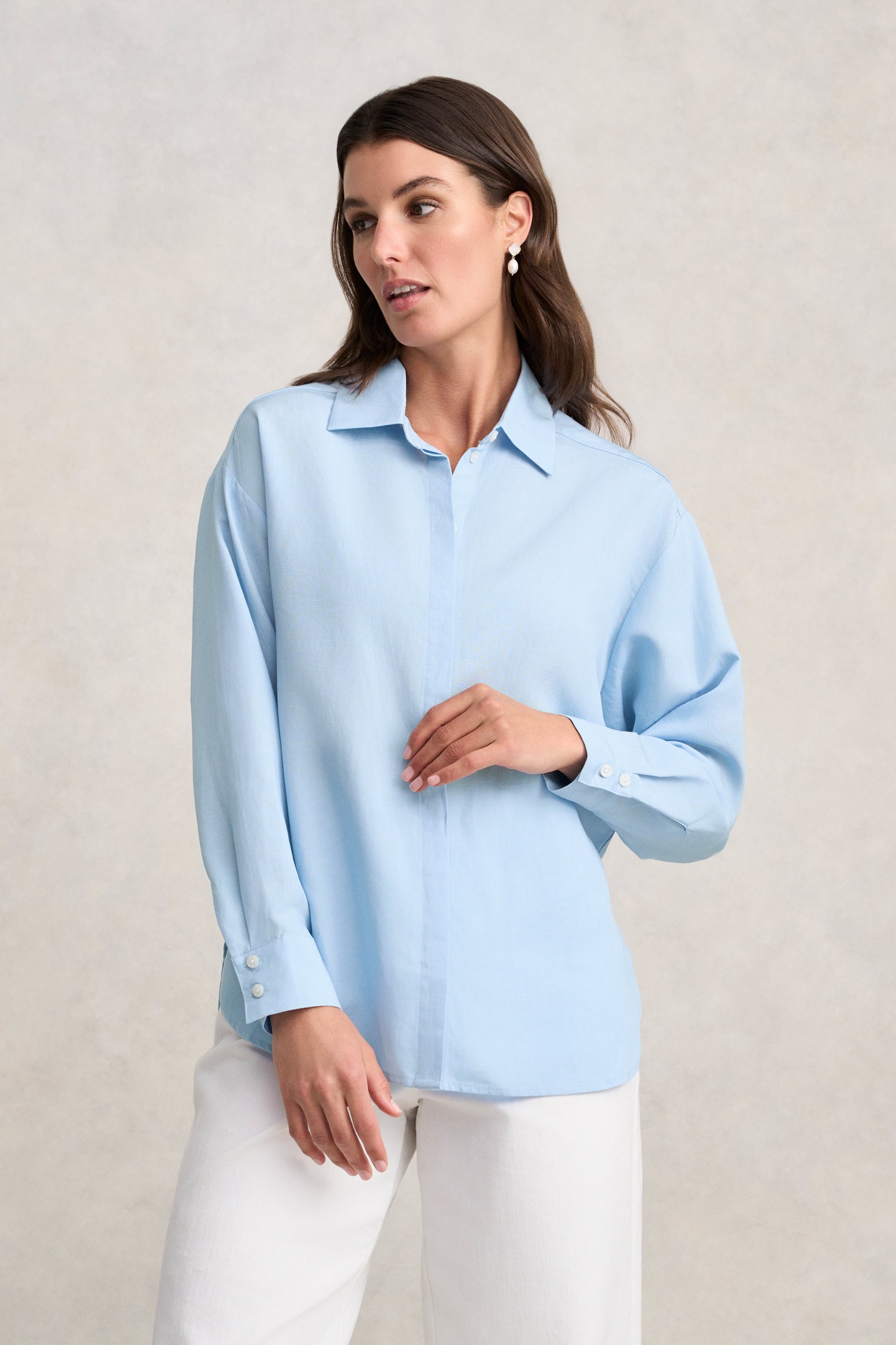 Split Back Relaxed Fit Shirt - Airey Blue