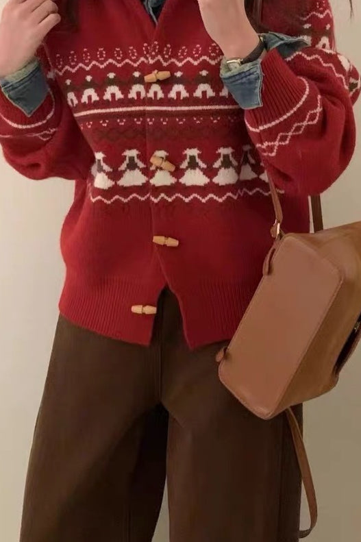 Retro Jacquard Cardigan